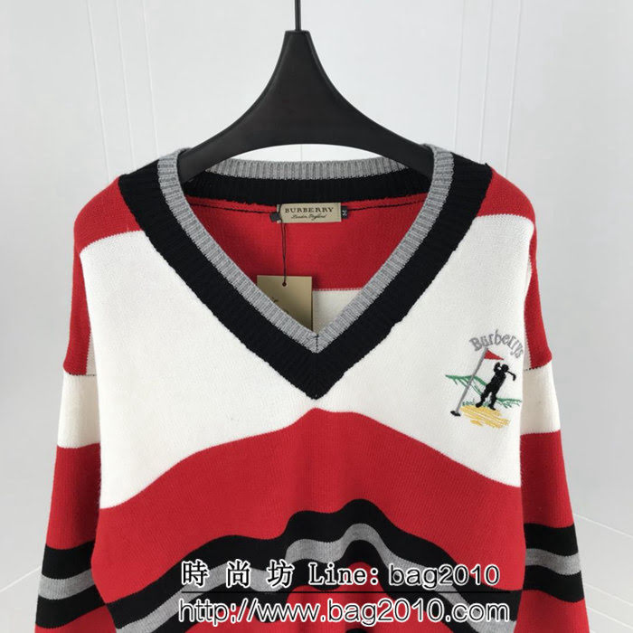 BURBERRY巴寶莉 專櫃同步 18ss秋冬新款 撞色大V淨毛衣 情侶款 ydi1386